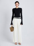 Proenza Schouler Front full length image of model wearing Sukki Jacket in Draped Viscose in Black