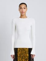 Proenza Schouler Front cropped image of model wearing Nir Top in Silk Viscose in White