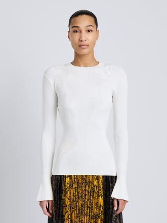 Proenza Schouler Front cropped image of model wearing Nir Top in Silk Viscose in White