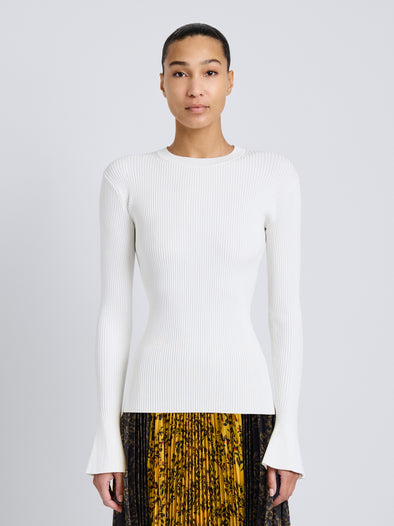 Proenza Schouler Front cropped image of model wearing Nir Top in Silk Viscose in White