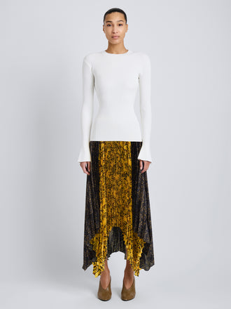 Proenza Schouler Front full length image of model wearing Nir Top in Silk Viscose in White