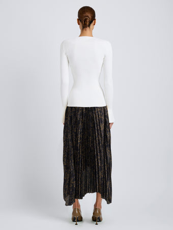Proenza Schouler Back full length image of model wearing Nir Top in Silk Viscose in White