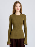 Proenza Schouler Front cropped image of model wearing Nir Top in Silk Viscose in Fatigue