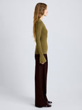 Proenza Schouler Side full length image of model wearing Nir Top in Silk Viscose in Fatigue