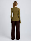 Proenza Schouler Back full length image of model wearing Nir Top in Silk Viscose in Fatigue