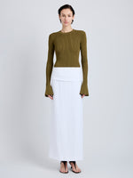 Proenza Schouler Front full length image of model wearing Nir Top in Silk Viscose in Fatigue