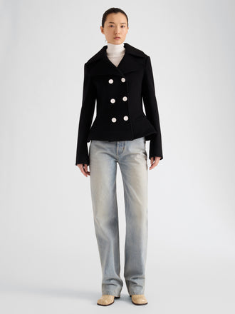 Proenza Schouler Still Life image of Tabetha Jean in Rigid Denim in Light Vintage Blue Wash