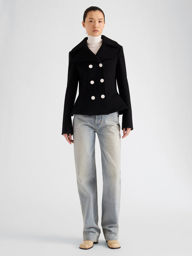Proenza Schouler Still Life image of Tabetha Jean in Rigid Denim in Light Vintage Blue Wash