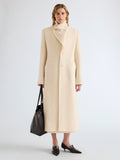 Proenza Schouler Front full length image of model wearing Alix Coat in Compact Melton Wool in Ivory