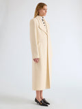 Proenza Schouler Side full length image of model wearing Alix Coat in Compact Melton Wool in Ivory
