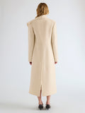 Proenza Schouler Back full length image of model wearing Alix Coat in Compact Melton Wool in Ivory