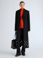Proenza Schouler Front full length image of model wearing Laney Jacket In Semigloss Leather in Black