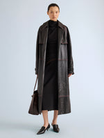 Proenza Schouler Front full length image of model wearing Laney Jacket In Semigloss Leather in Black