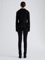 Proenza Schouler Back full length image of model wearing Romane Jacket in Compact Melton Wool in Black