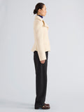 Proenza Schouler Side full length image of model wearing Romane Jacket in Compact Melton Wool in Ivory