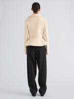 Proenza Schouler Back full length image of model wearing Romane Jacket in Compact Melton Wool in Ivory