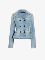 Proenza Schouler Still Life image of Romane Jacket in Rigid Denim in Light Vintage Blue Wash