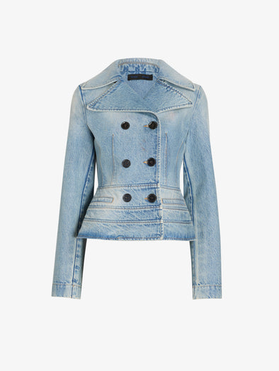 Proenza Schouler Still Life image of Romane Jacket in Rigid Denim in Light Vintage Blue Wash