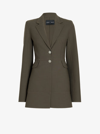 Proenza Schouler Still Life image of Maera Jacket in Bi-Stretch Double Wool in Earth