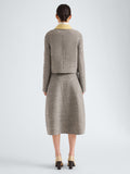 Proenza Schouler Back full length image of model wearing Gaelle Jacket in Double Face Melange Outerwear in Ecru Tahini Multi