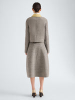 Proenza Schouler Back full length image of model wearing Gaelle Jacket in Double Face Melange Outerwear in Ecru Tahini Multi