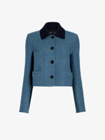 Proenza Schouler Still Life image of Gaelle Jacket in Double Face Melange Outerwear in Green Midnight Multi