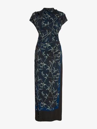 Proenza Schouler Still Life image of Anais Dress in Printed Stretch Cady in Ink Multi