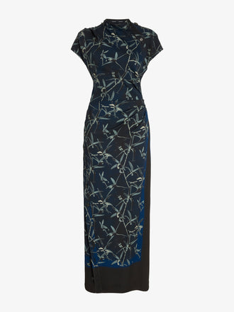 Proenza Schouler Still Life image of Anais Dress in Printed Stretch Cady in Ink Multi