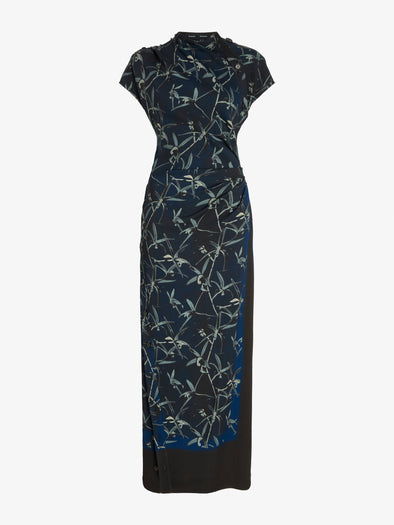 Proenza Schouler Still Life image of Anais Dress in Printed Stretch Cady in Ink Multi