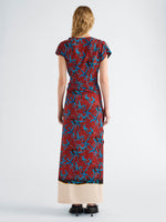 Proenza Schouler Back full length image of model wearing Anais Dress in Printed Stretch Cady in Madder Multi