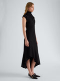 Proenza Schouler Side full length image of model wearing Elodine Dress in Tropical Wool in Black