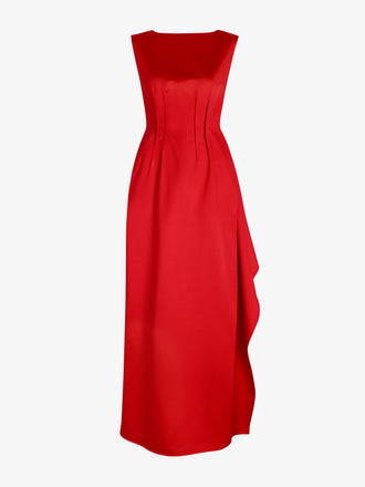 Proenza Schouler Still Life image of Isoria Dress in Solid Satin in Flame