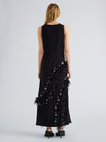 Proenza Schouler Back full length image of model wearing Giovanna Dress in Matte Double Crepe in Black