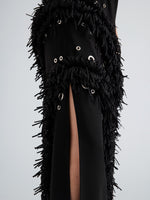 Proenza Schouler Detail image of model wearing Giovanna Dress in Matte Double Crepe in Black