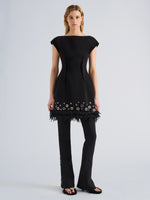 Proenza Schouler Front full length image of model wearing Grazziela Dress in Matte Double Crepe in Black