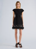 Proenza Schouler Front full length image of model wearing Grazziela Dress in Matte Double Crepe in Black