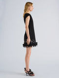 Proenza Schouler Side full length image of model wearing Grazziela Dress in Matte Double Crepe in Black