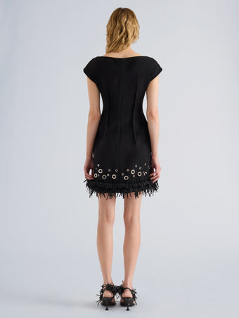 Proenza Schouler Back full length image of model wearing Grazziela Dress in Matte Double Crepe in Black