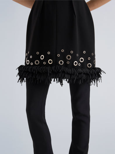 Proenza Schouler Detail image of model wearing Grazziela Dress in Matte Double Crepe in Black