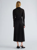 Proenza Schouler Back full length image of model wearing Golda Dress in Textured Sheer Jersey in Black