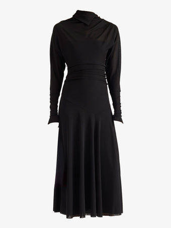 Proenza Schouler Still Life image of Golda Dress in Textured Sheer Jersey in Black