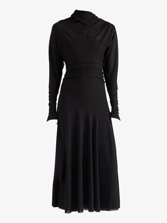 Proenza Schouler Still Life image of Golda Dress in Textured Sheer Jersey in Black