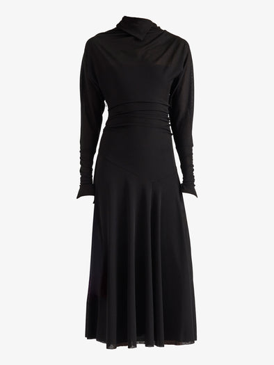 Proenza Schouler Still Life image of Golda Dress in Textured Sheer Jersey in Black