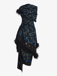 Proenza Schouler Still Life Image of Bodine Dress in Printed Stretch Cady in Ink Multi