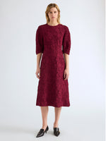 Proenza Schouler Front full length image of model wearing Verretta Coat In Alpaca Coating in Chocolate