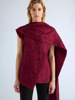 Proenza Schouler Front cropped image of model wearing Lina Top in Crushed Silk in Wine