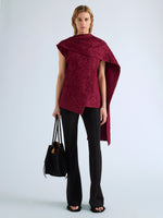 Proenza Schouler Front full length image of model wearing Lina Top in Crushed Silk in Wine