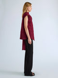 Proenza Schouler Side full length image of model wearing Lina Top in Crushed Silk in Wine