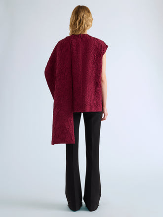 Proenza Schouler Back full length image of model wearing Lina Top in Crushed Silk in Wine