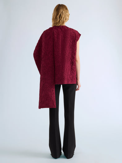 Proenza Schouler Back full length image of model wearing Lina Top in Crushed Silk in Wine